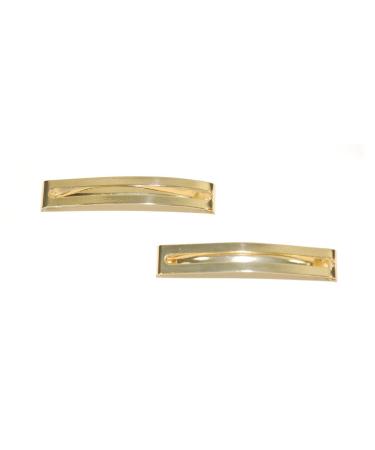 Hair clips open rectangular unspring-loaded gold-coloured 6 cm 2 pieces