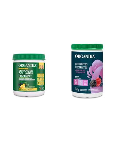 Organika Enhanced Collagen Protein Power Greens - with 16 organic fruits and vegetables & Electrolytes + Enhanced Collagen- Wildberry Flavour- Sugar-Free Hydration + Protein 360 gram - 30 Servings Nutritional Supplement+ Wildberry Flavour