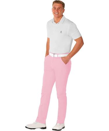 Royal & Awesome Pastel Men's Golf Pants | Slim Fit Stretch Dress Pants 38W x 32L | Pastel Pink - Buy Online on GoSupps.com