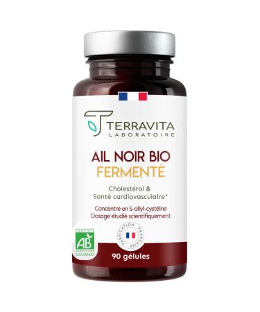 Fermented BLACK GARLIC ORGANIC | S-Allyl-Cysteine titrated extract | 250 mg per Capsule | Fight against blood lipids - Heart Health - Circulation | 90 Capsules without taste | Made in France |