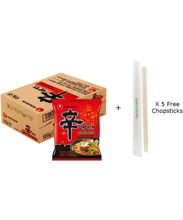 Nong Shim Shin Ramyun Instant Ramen Noodle Halal 120g (Pack of 20) Include Free SPIRITCROWD Chopsticks - Buy Online on GoSupps.com