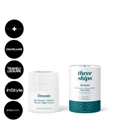 Three Ships Dream Bio-Retinol Night Cream 50g - Vegan Anti-Aging Moisturizer | Hydrating & Repairing Face Cream | Dragons Den Featured - Buy Online on GoSupps.com