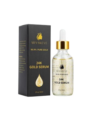 24K GOLD SERUM 60ML (2 oz) Pure 24K Gold Serum for Face. Best Anti Aging Face Serum Gold Infused Hyaluronic Acid.
