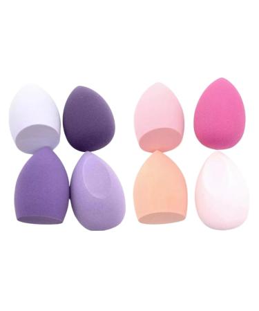 8 PCS Makeup Puff Sponge Cosmetics Powder Puff Foundation Make-up For Women Blender Makeup Tool Set(4 Purple 4 Pink)