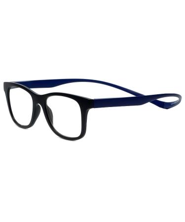 Magz Chelsea Reading Glasses +2.00 Black/Blue Men/Women Single Power Readers Neck Hanging Magnetic Snap It Rear Connect