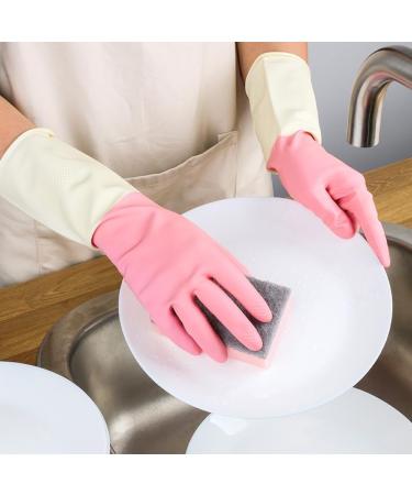 Bafnsiji 2 Pairs Rubber Cleaning Gloves Natural Latex Gloves Reusable Cleaning Gloves Cleaning Dishwashing Long Gloves Waterproof Household Gloves for Laundry Gardening - Buy Online on GoSupps.com