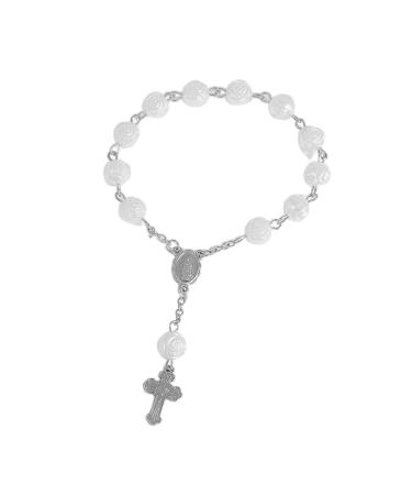 Oralgo's handmade wrist jewelry adjustable rosary bracelet pearls religious prayer strap for high wearing comfort silver