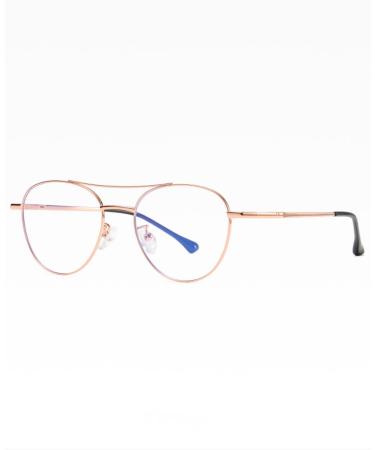 SERONI Double Girder Metal Round Frame Blue Light Blocking Glasses for Women Men Anti UV Ray Computer Reading Glasses Roseglod 50 Millimeters