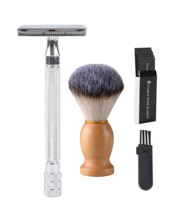 Minkissy 1 set manual razor shaver razor-set vintage shaver set men shaver portable beard cutters hairdresser hairdresser shaving setting manual safety razor double-side man bear shaving silver silver