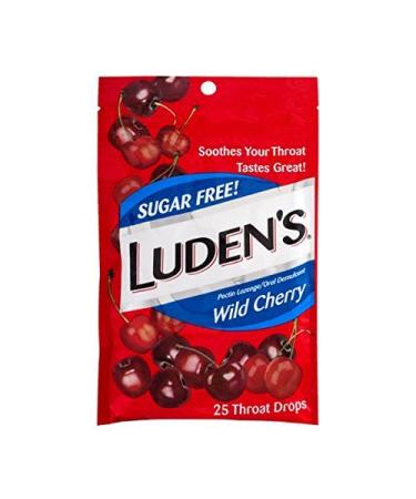 Luden's Throat Drops Sugar Free Wild Cherry 25 EA - Buy Packs and SAVE (Pack of 5)