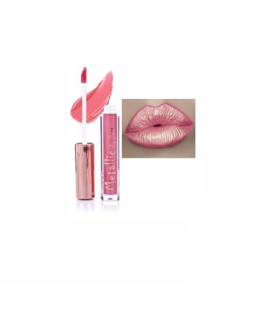 Matte Metallic Lip Gloss Long Lasting Waterproof Strong Pigmented Not Stick Cup Diamond Shimmer Liquid Lipstick Makeup for Women 0.15 Fl Oz (Pack of 1) H