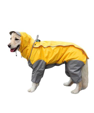 Tfeng dog raincoat with removable hoodie adjustable outdoor tunnel procession dog coat waterproof dog jacket rain jacket with hood and collar hole 10 sizes 22 (back length: 60cm) yellow