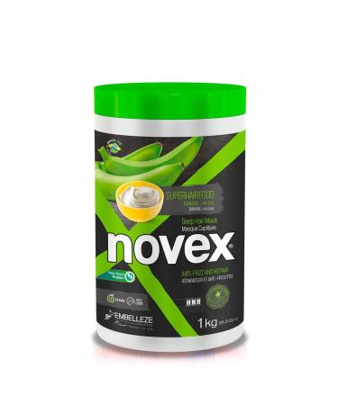 NOVEX Superfood Banana & Brown Sugar Deep Conditioning Hair Mask - Infused with Protein. VEGAN formula -Deeply Hydrates  Nourishes  the Hair- (1kg-35.3oz)
