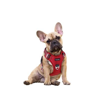 Funfox dog harness Small dogs No Pull puppy harness adjustable dog harness Anti Zug safety tableware Small medium dog breast harness dog breathable dog harness s red
