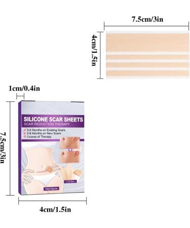 Silicone Scar Removal Sheets 4pcs/Box - Reusable Surgical Scar Sticker for Trauma Burn Scars - Acne Repair Treatment Patches - 4 * 7.5cm - Color 5pcs - Buy Online on GoSupps.com