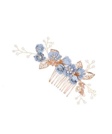 Shop Minkissy Gold Wedding Hair Comb with Blue Rhinestones Perfect Side Clip for Brides & Bridesmaids - Buy Online on GoSupps.com