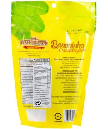 Traditional Brazilian candy made from crystallized bananas 200g pack - Bananinha Cristalizada DACOLONIA 200g - Buy Online on GoSupps.com