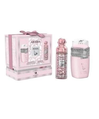 Arabian Haya Gift Set 2 in 1-Eau De Parfum & Body Mist - Original Fragrances From Dubai- Sweet Parfum With Notes of Heliotrope Orchid and Tangerine - Buy Online on GoSupps.com