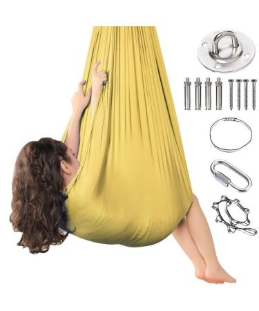 Sensory vertical cloth sensory full body socks yoga towel for hanging sensory full body socks for autism Stretchy sensory body Sox for stress reduction with accessories 280*150cm gold