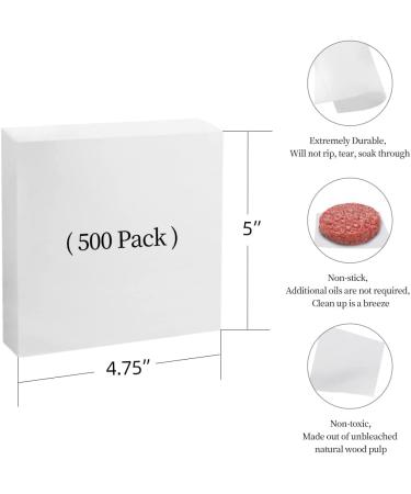 AUGOSTA Restaurant Grade Hamburger Patty Paper 500 Pack - Non-Stick Waxed Deli Squares for Burger Making - 4.75 x 5in - Food-Grade Burger Paper - 500P Pack - Buy Online on GoSupps.com