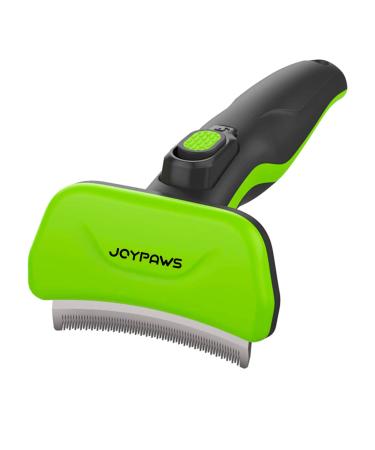 JOYPAWS Pet Grooming Brush Professional Undercoat Deshedding Tool for Dogs and Cats Effectively Reduces Shedding by Up to 95% Self-Cleaning Long or Short Hair Remover Medium Green