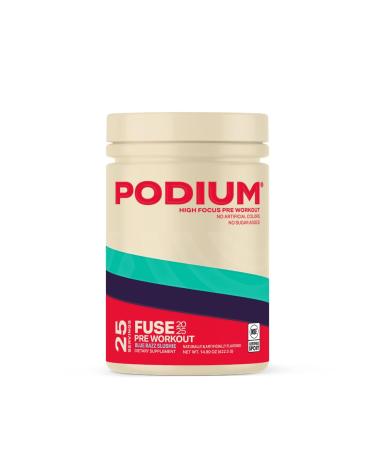 Podium Nutrition Fuse 2025 Pre Workout Powder Blue Razz Slushie 25 Servings Beta Alanine and Caffeine for Energy Gluten Soy and Dairy Free