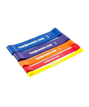 The x Bands Extra Thick Exercise Resistance Bands - Set of 2 or 5 Loop Booty Bands with Guide - Fitness Workout 15 to 80 lb - Best for Stretching Yoga Legs Training Physical Therapy 5 Bands