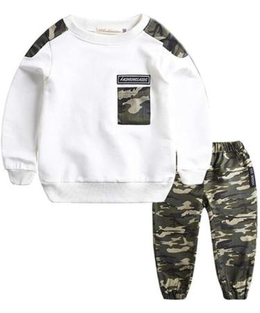 AMhomely Baby Boy Romper Sale: Letter Tracksuit Camouflage 2PCS Outfit Set for Boys 9-11 Years - White - Buy Online on GoSupps.com
