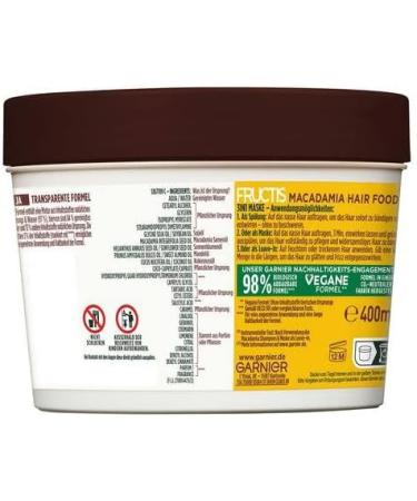  Garnier Garnier Fructis Macadamia Hair Food 3-in-1 Mask for dry and unruly hair with added lipid complex vegan formula 400 ml - Buy Online on GoSupps.com