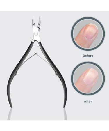 Professional Grade Stainless Steel Cuticle Nipper with Pusher - Durable Manicure Tool (Black) - Buy Online on GoSupps.com