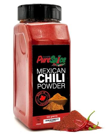 PureSpice Mexican Chili Powder Spice 500 Grams | Restaurant Grade Vegan Kosher Powder Seasoning | Premium Flavor for Cooking Meat Steak Rub and Sauce