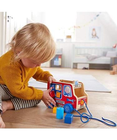 HABA 304317 Pulling Figure Fire Engine | Learning Toy for Toddlers 12+ Months | Animated Pulling Toy & Building Blocks - Buy Online on GoSupps.com