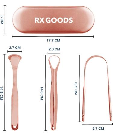 RX Goods Rose Gold Stainless Steel Tongue Scraper - 4 Pack | Best Oral Care Tool for Fresh Breath - International Shipping - Buy Online on GoSupps.com