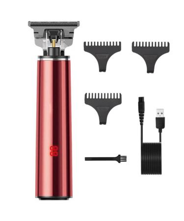 Hair Clippers LCD Display Powerful Hair Trimmer Men Electric Beard Trimmer Rechargeable Hair Clipper for Finishing Outlining(Red)