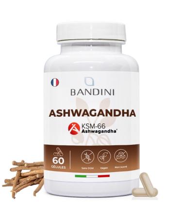 Bandini® Ashwagandha KSM-66® Vegan - Stress, Sleep, Energy, Wellness - Quality KSM-66 Pure - Natural Supplement of Withania Somnifera Powder (Indian Ginseng) - Natural Antioxidant - 60 Capsules