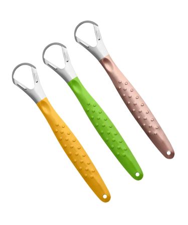 WILsem Tongue Scraper Cleaner Tool Coating Adult Cleaning Bad Breath Stainless Steel 3 Pieces