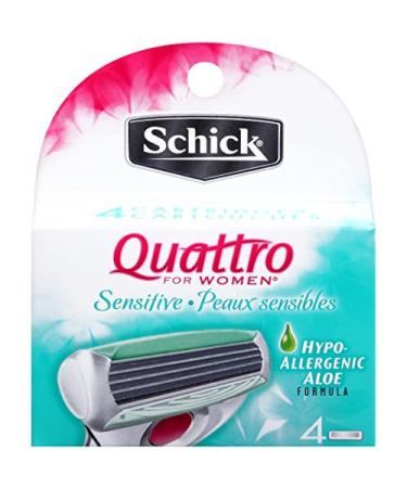 Schick Quattro for Women Razor Blade Refills for Sensitive Skin with Hypo-Allergenic Aloe - 4 Count (Pack of 2)