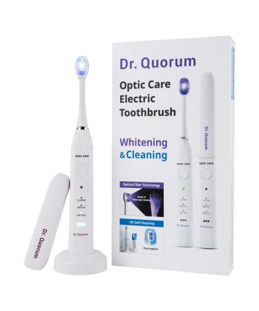 Dr. Quorum LED Whitening Electric Toothbrush  Fiber Optic LED Toothbrush  Ultra Whitening LED Light  Fiber Optic Bristles  Fine Sonic Cleaning  3 Modes