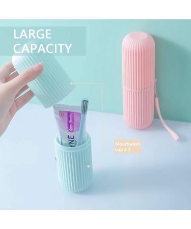 2-Pack Portable Travel Toothbrush Case Holder for Business Trips - Pink and Blue - Buy Online on GoSupps.com
