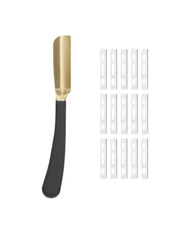 Straight Shaving Razor for Men Professional Barber Straight Razor Stainless Steel Straight Edge Razor Salon Quality Anti Slid Cut Throat Shavette for Barbershop Salons Hairdressing (Gold)