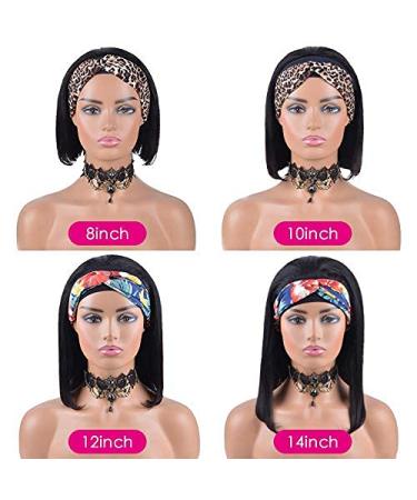 Usexy 8 Inch Headband Wig Bob Human Hair for Black Women - 150% Density Easy Wear Half Wig with Free Headband - Natural Color - Buy Online on GoSupps.com