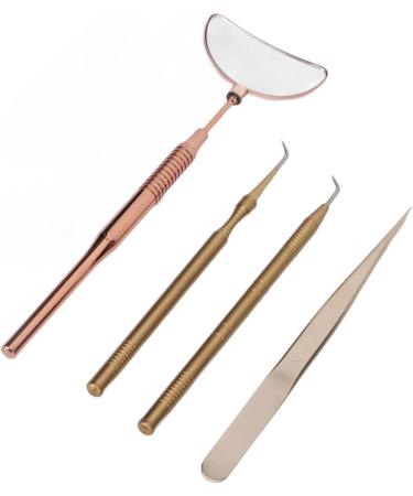 Shanrya Eyelash Extension Tweezers Mirror Set Eyelash Extension Mirror 4Pcs Detachable High Definition for Makeup Rose Gold - Buy Online on GoSupps.com