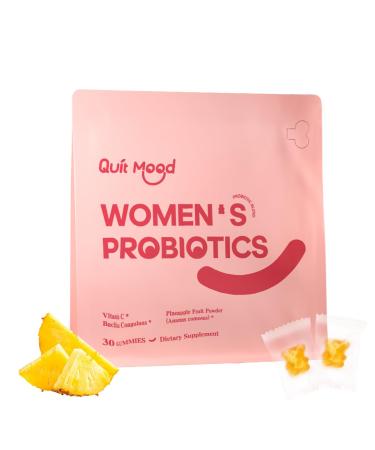 Quit mood Feminine Balance Gummies - Hawaiian Pineapple - Women's Probiotics-ph Balance - 30 Gummies Individual Package Vitamin C Individual Package Individual Package (1)
