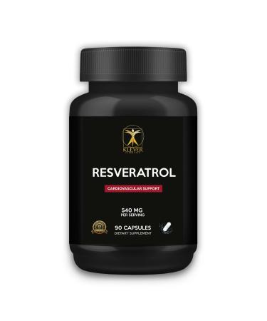 Klever Lifestyle | Resveratrol Antioxidant Supplement | Supports Immune Function Longevity Healthy Aging | 90 Capsules | 540mg per Serving