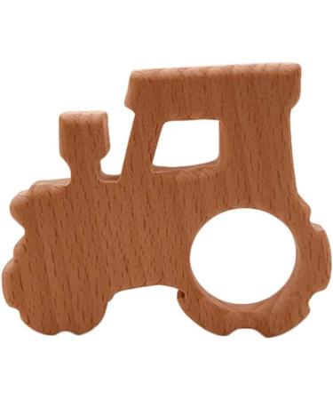 Wendysun 10pcs Cartoon Wood Teether Baby Teething Toy Set - Natural Animal Tractor Shape Beech Teether for DIY Pendant Nursing - Buy Online on GoSupps.com