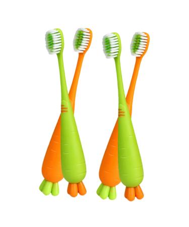 Frcolor 4 piece of carrot toothbrush manual toothbrush oral toothbrush manual toothbrush toothbrush for daily use tools for tooth cleaning child pp thorough cleaning