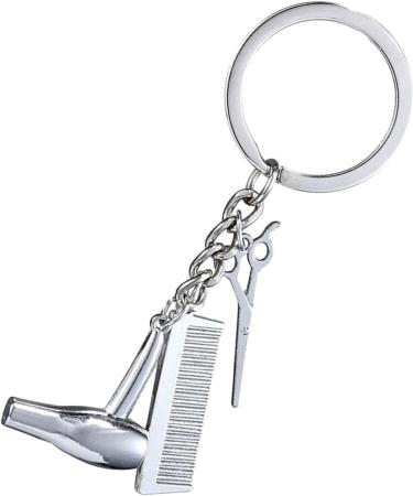 Hair Dryer Keychain Cute Hairdresser Comb Scissors Hair Dryer Keychain | Hairdresser Hair Stylist Jewelry Fashionable Pendant For Salon Graduation Jewelry Silver - Buy Online on GoSupps.com