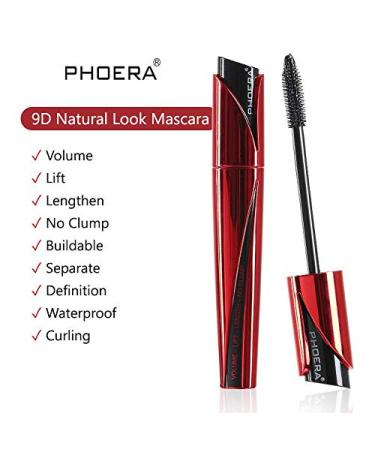AQUAPURITY PHOERA Lash Volume Mascara Waterproof | 9D Curling Black Mascara for Intense Length & Volume | Long Lasting & Smudge Proof | Cruelty Free - Buy Online on GoSupps.com