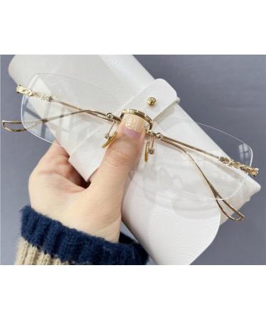 Reading Glasses Blue Light Blocking Rimless Metal Computer Readers Anti Eyestrain Eyeglasses Flat Light Mirror +100 Silver