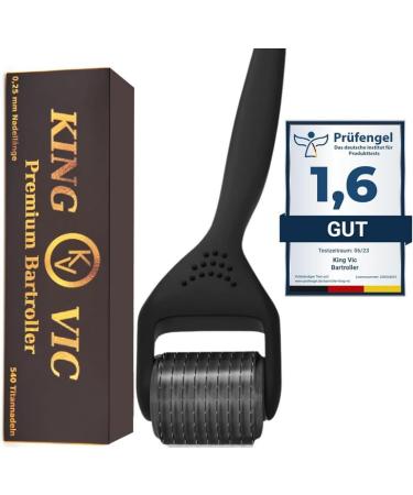 King Vic® Derma Beard Roller with Real Needles 0.5 mm for Face and Body, Professional Micro Needle Stimulates Beard Growth and Hair Growth